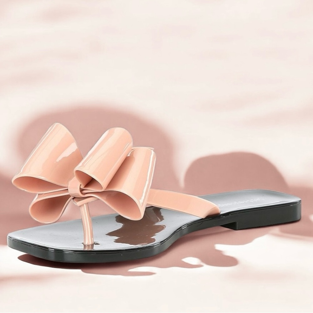 Jeffery Campbell Sugary Blush Shiny Thong Sandals with Bow | Women’s size 7 - Picture 2 of 4